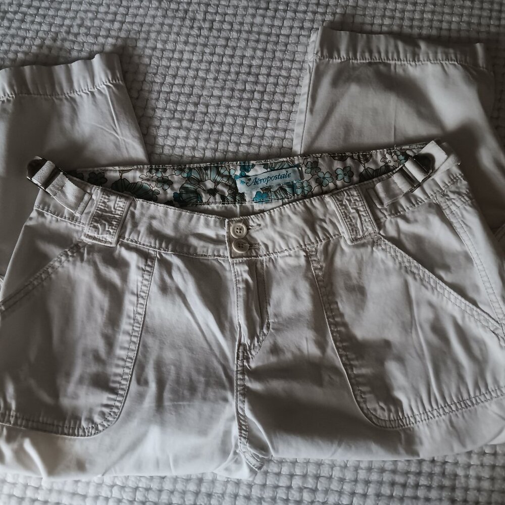 Aeropostle Wide Leg Utility Cargo Pants White Size 13/14 Vintage